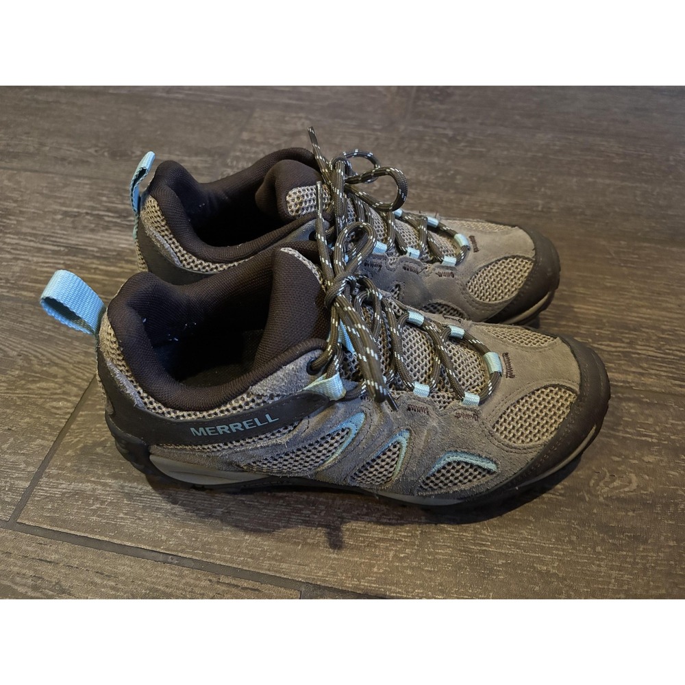 Merrell Shoes Womens Size 8.5 Brown Suede Mesh Hiking Trail Sneakers J78636
